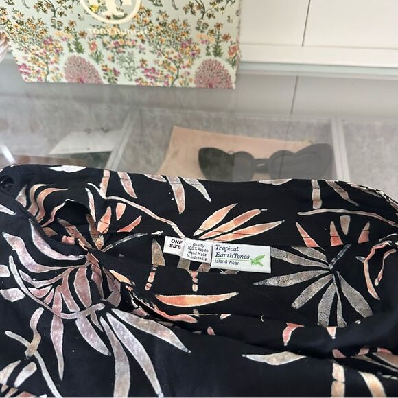 Tropical Earth Tones Island Wear Beachy Sarong Wrap Short Skirt Beach Coverup OS - Picture 4 of 6